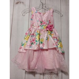 Wonder Nation Dress Girls 5‎ Pink Floral Tulle Sleeveless Princess Tiered